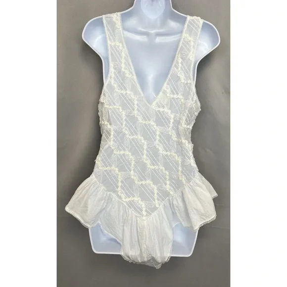 VTG Maryann's boutique womens lingerie Teddy Bodysuit 90s sexy lace L Y2K  USA